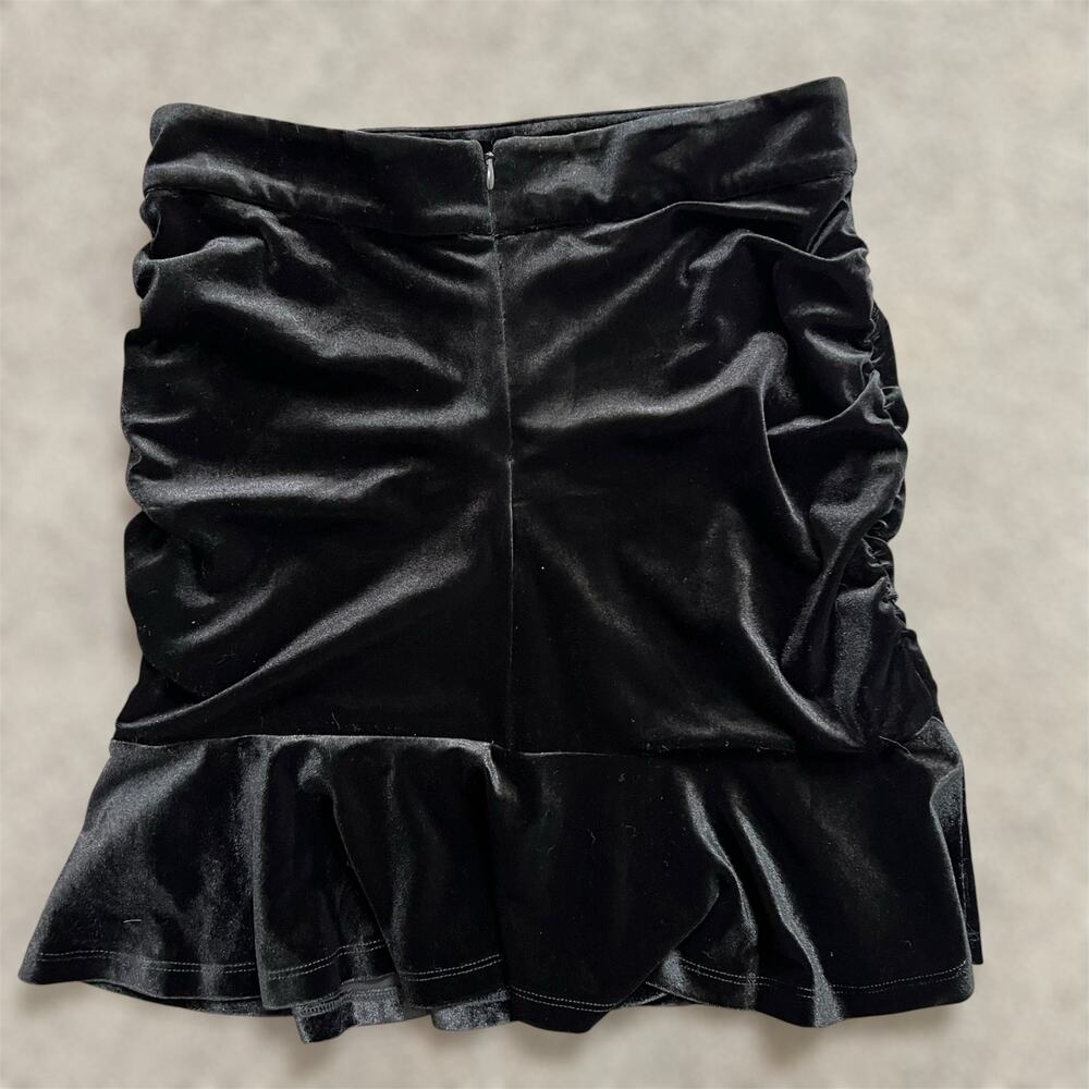 & Other Stories Mini Skirt 6 Womens Black Velvet Flounce Ruffle Hem Ruched Chic - Picture 4 of 9